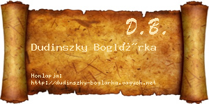 Dudinszky Boglárka névjegykártya